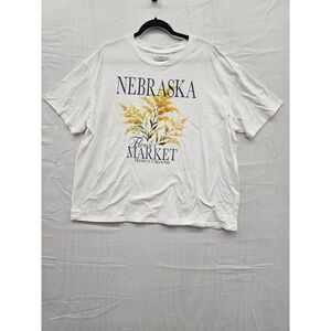 State of Mine Nebraska Flower Market Graphic T-Shirt White Cotton XL